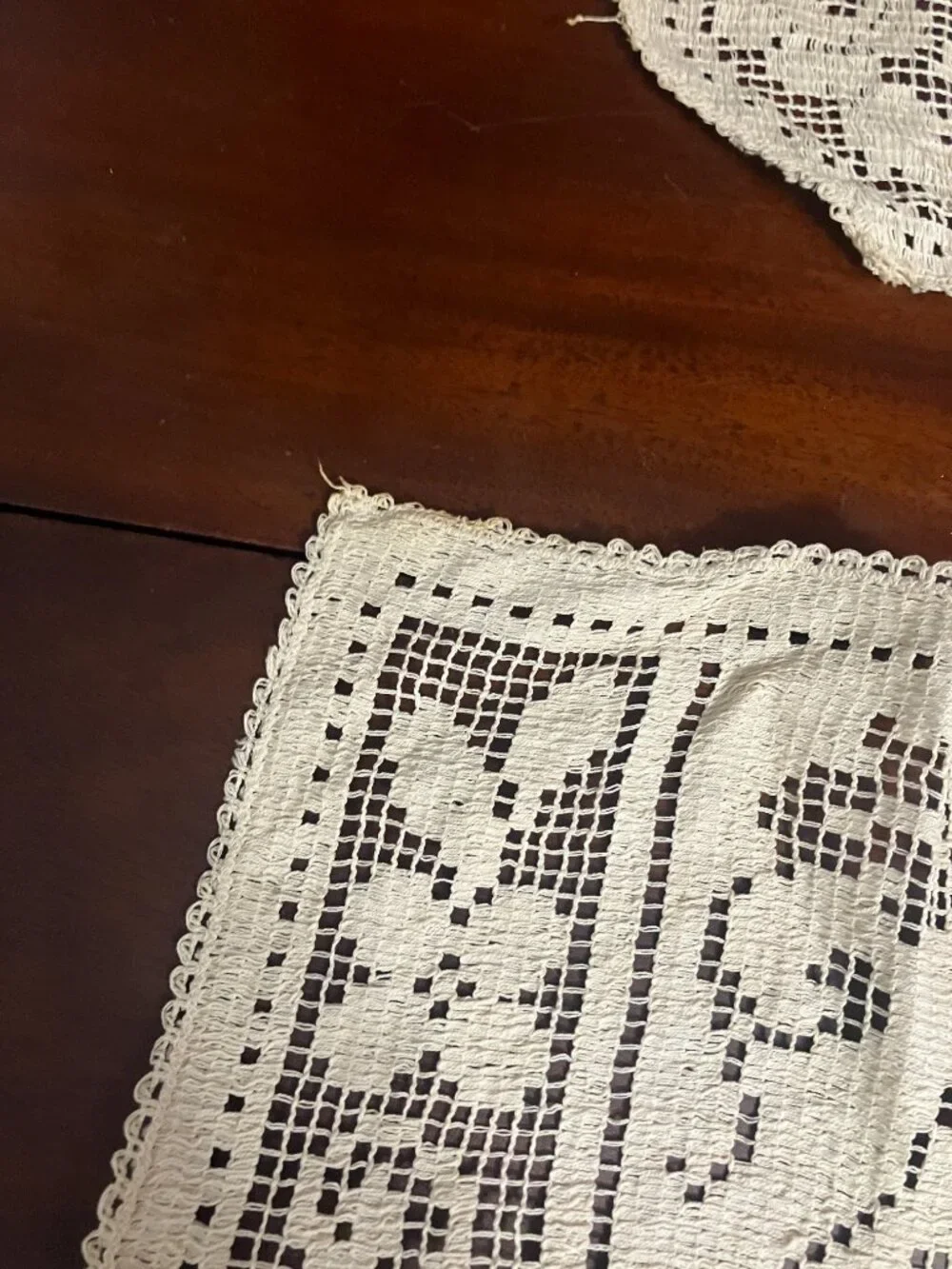 Set of 2 Vintage Filet Crochet Floral Lace Doilies